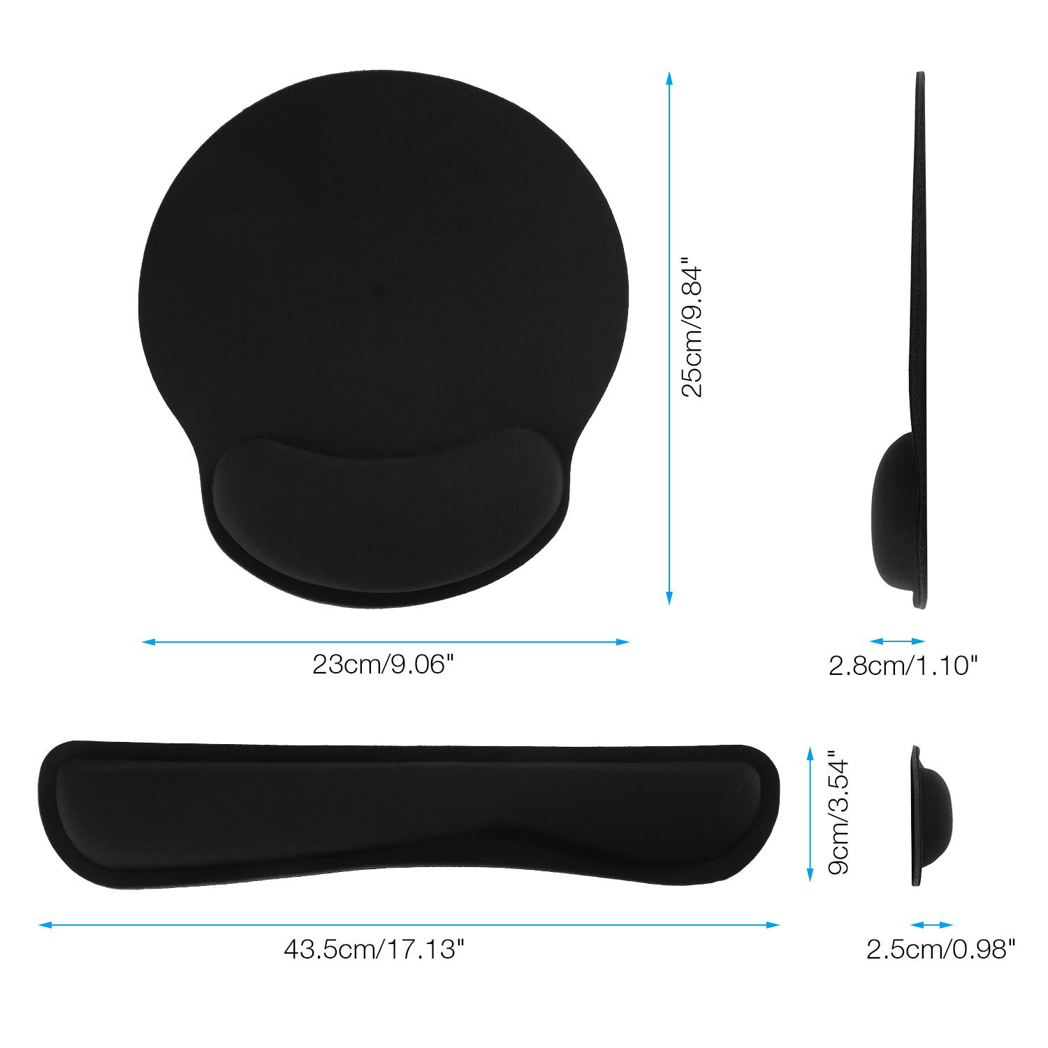 Superfine Fibre Soft Smooth Gel Ergonomic Mouse Pad Wrist Support and Keyboard Wrist Rest for Computer, Laptop, Mac, Gaming and Office,Black