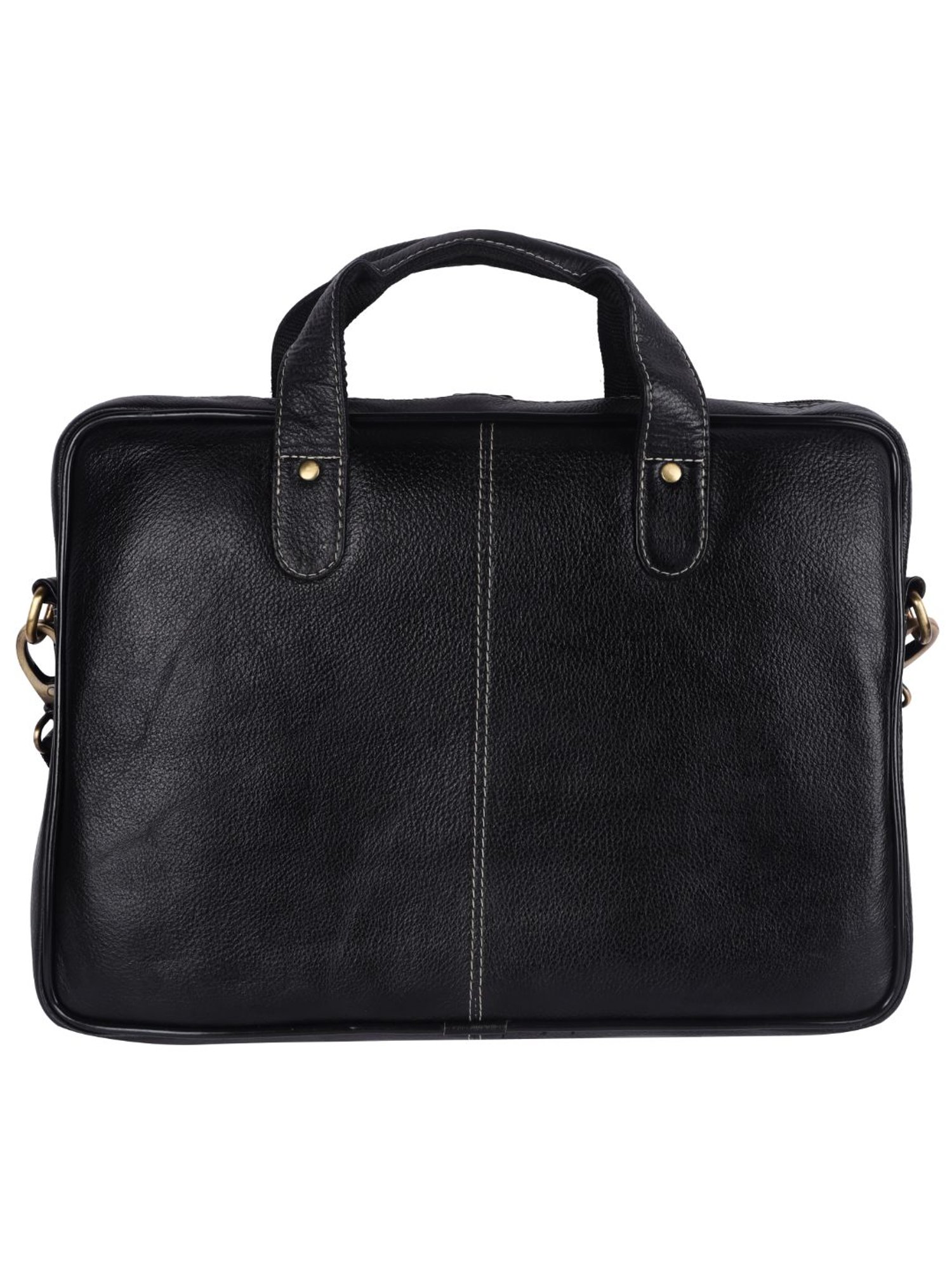 HiLEDER 100% Pure Genuine Leather Briefcase Laptop Messenger Business Bag for Men and Women, Black