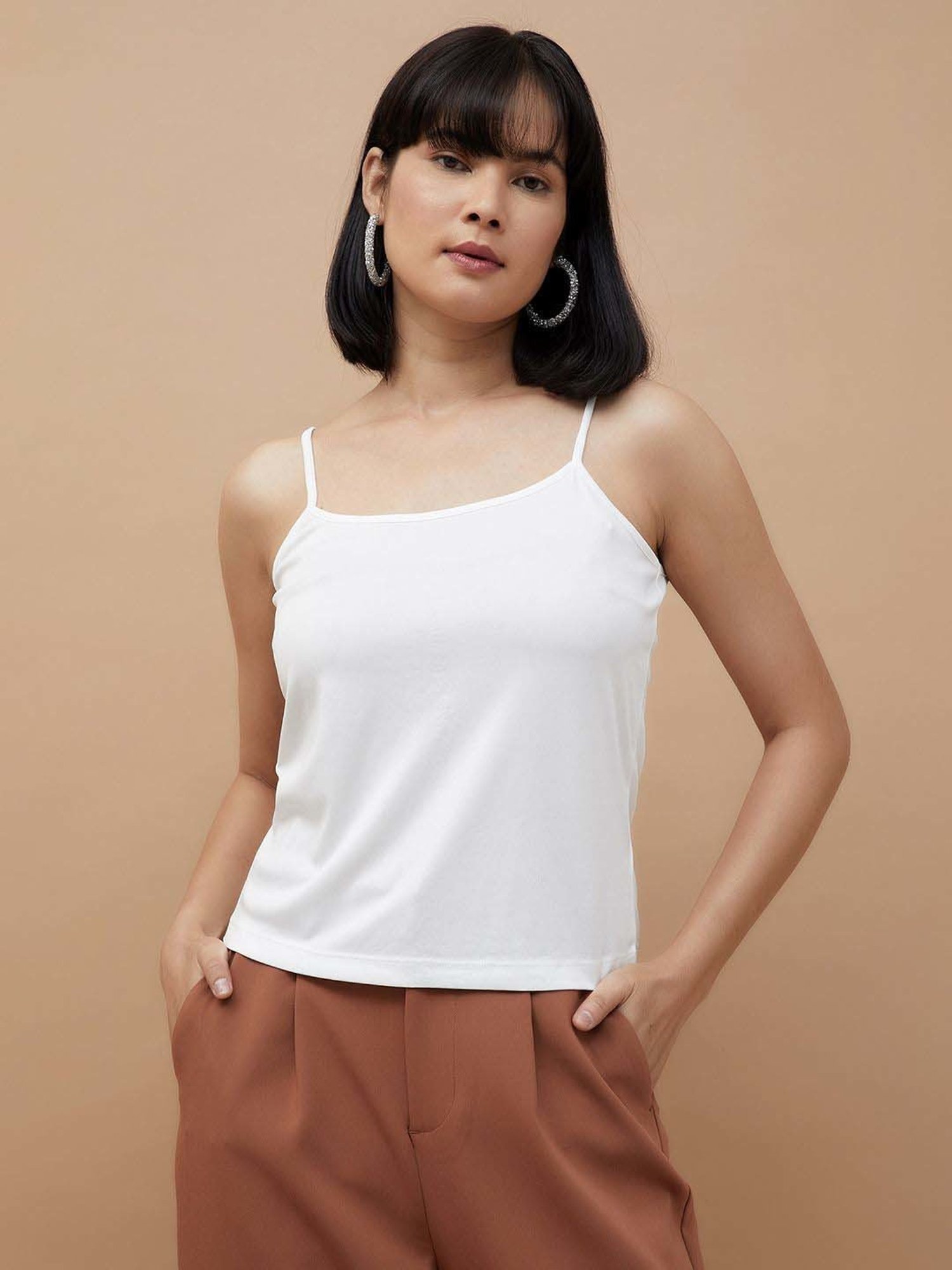 Code by Lifestyle White Self Pattern Top