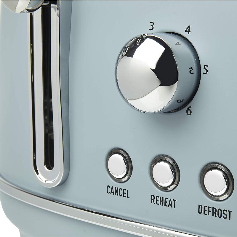 Haden Highclere Innovative 4 Slice Retro Vintage Countertop Wide Slot Toaster Kitchen Appliance with Self Centering Function, Pool Blue
