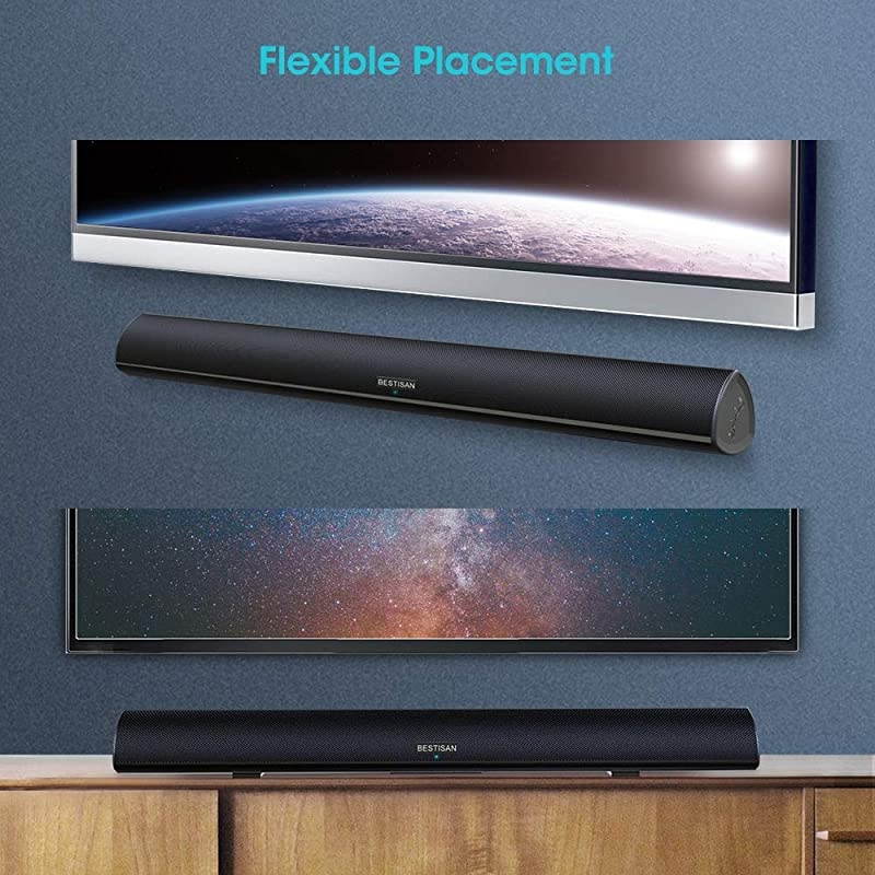 Watt 40 Inch TV Sound Bar BESTISAN Home Theater System Wired and Wireless Soundbar SpeakerBluetooth 50 105dB Dsp Audio Bass Adjustable Wall Mountable