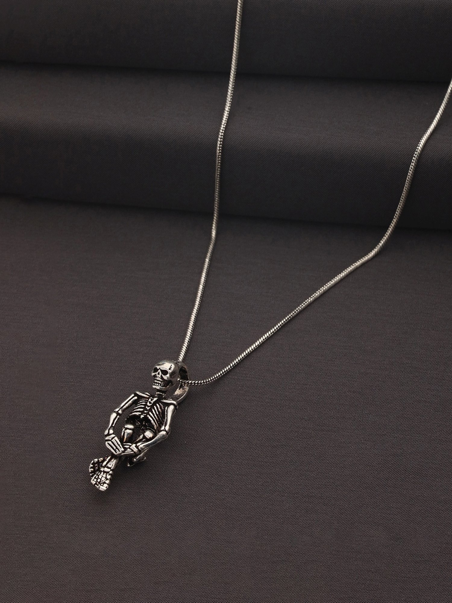 Bold by Priyaasi Sitting Skeleton Black Casual Pendant With Chain for Men