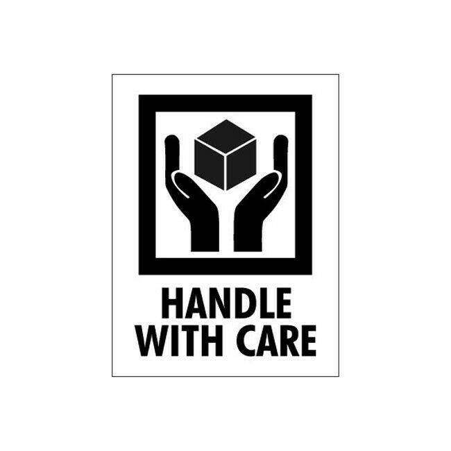 Tape Logic Labels, "Handle With Care", 3" x 4", Red/White/Black, 500/Roll