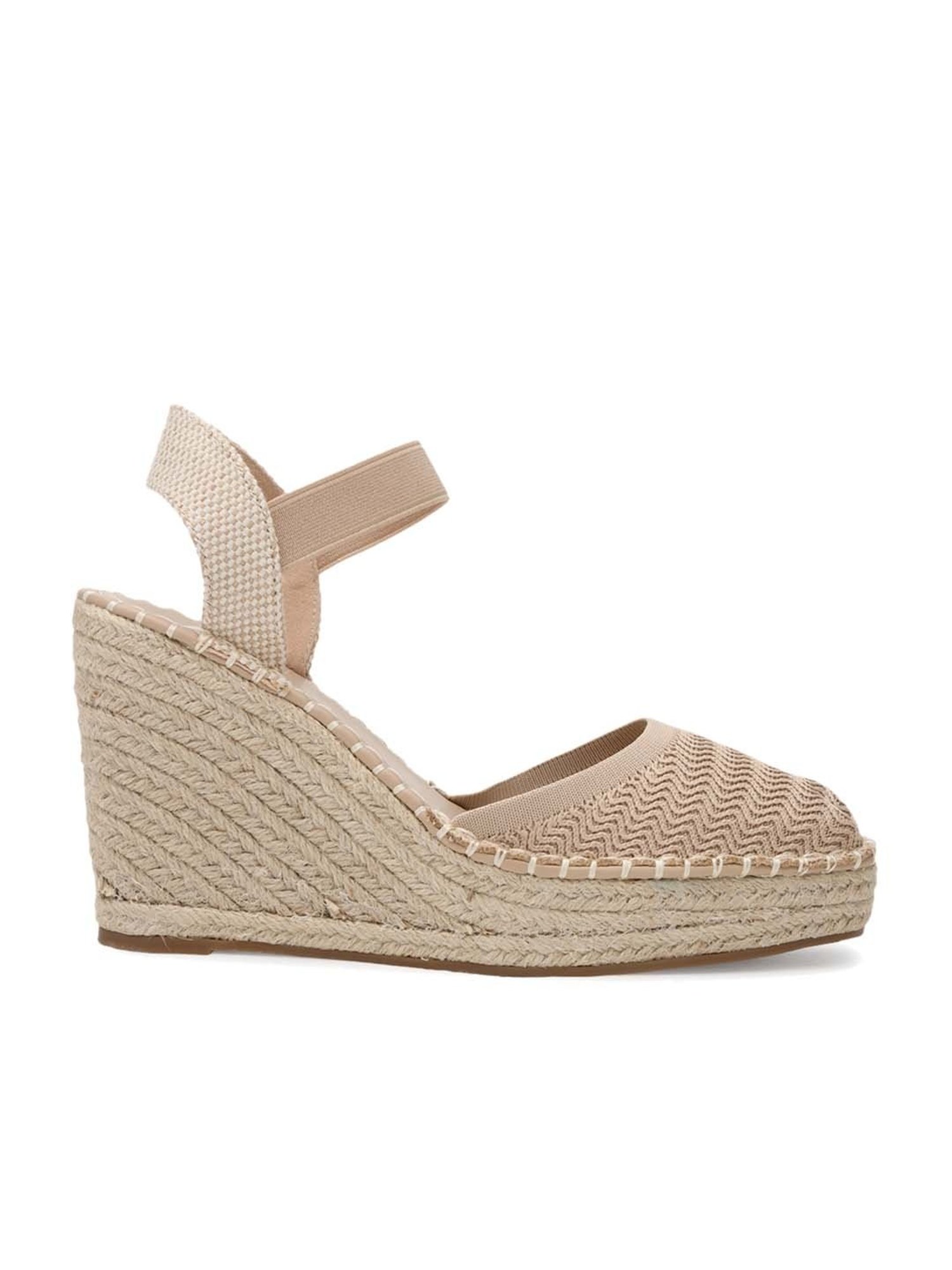 Truffle Collection Women's Beige Ankle Strap Wedges