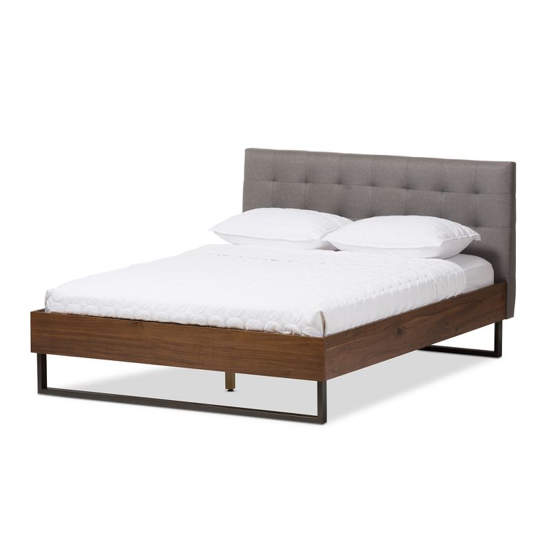 Jupiter Mid Tufted Platform Bed - Queen - Gray - Baxton Studio