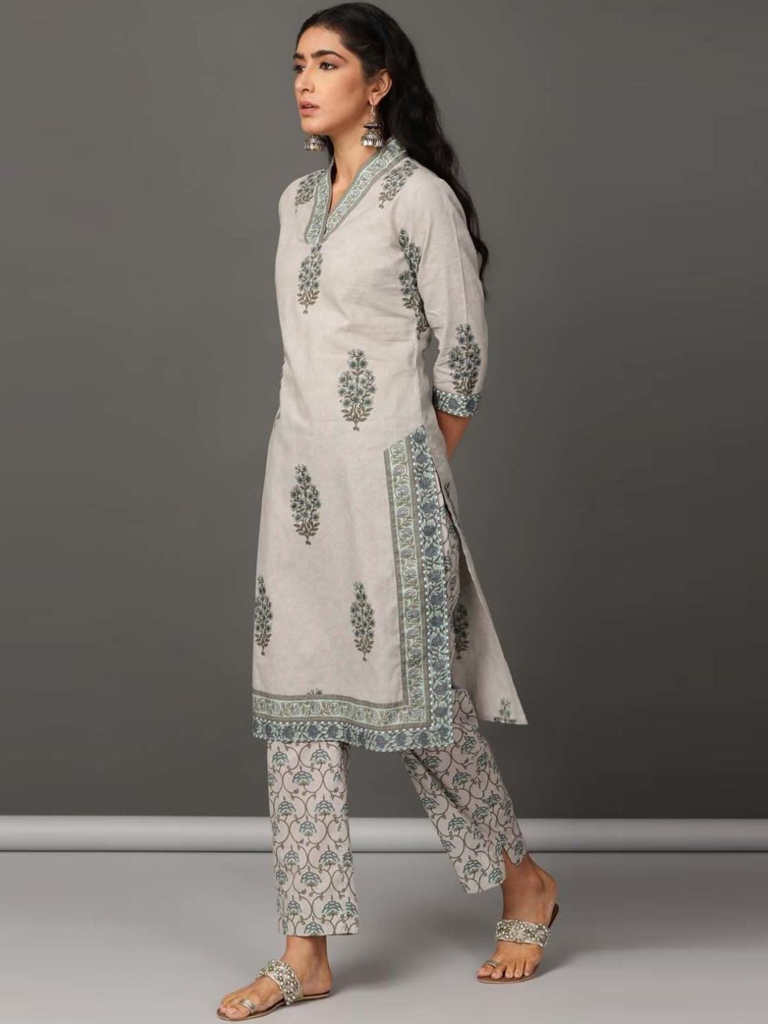 Nuhh Grey Kurta and Pant Set