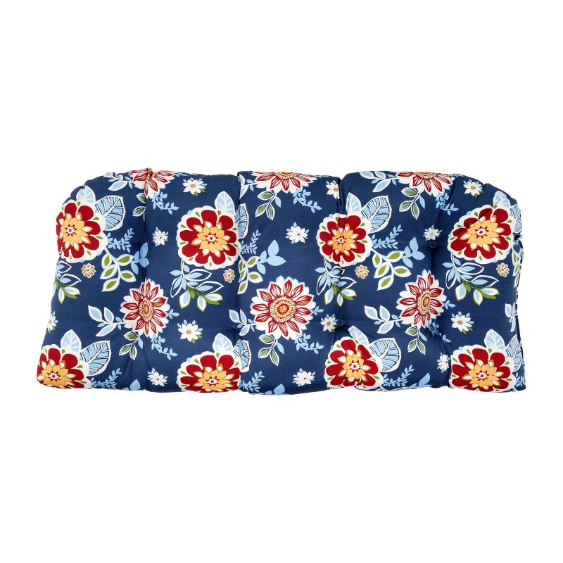 Rolston Outdoor/Indoor Tufted Bench Cushion Blue Floral - Haven Way