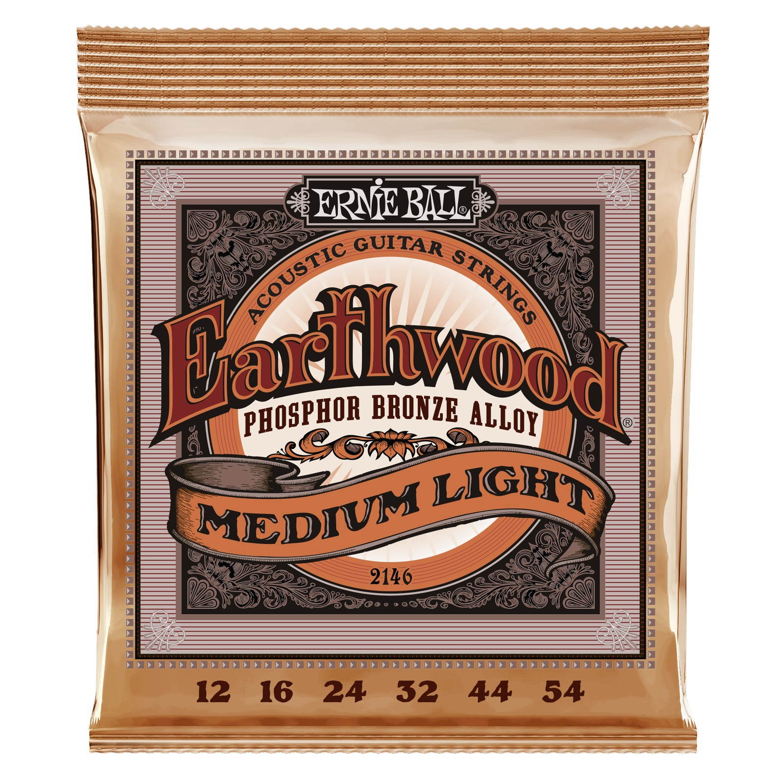6 PACK Ernie Ball 2146 Acoustic Phosphor Bronze Guitar Strings (12-54)