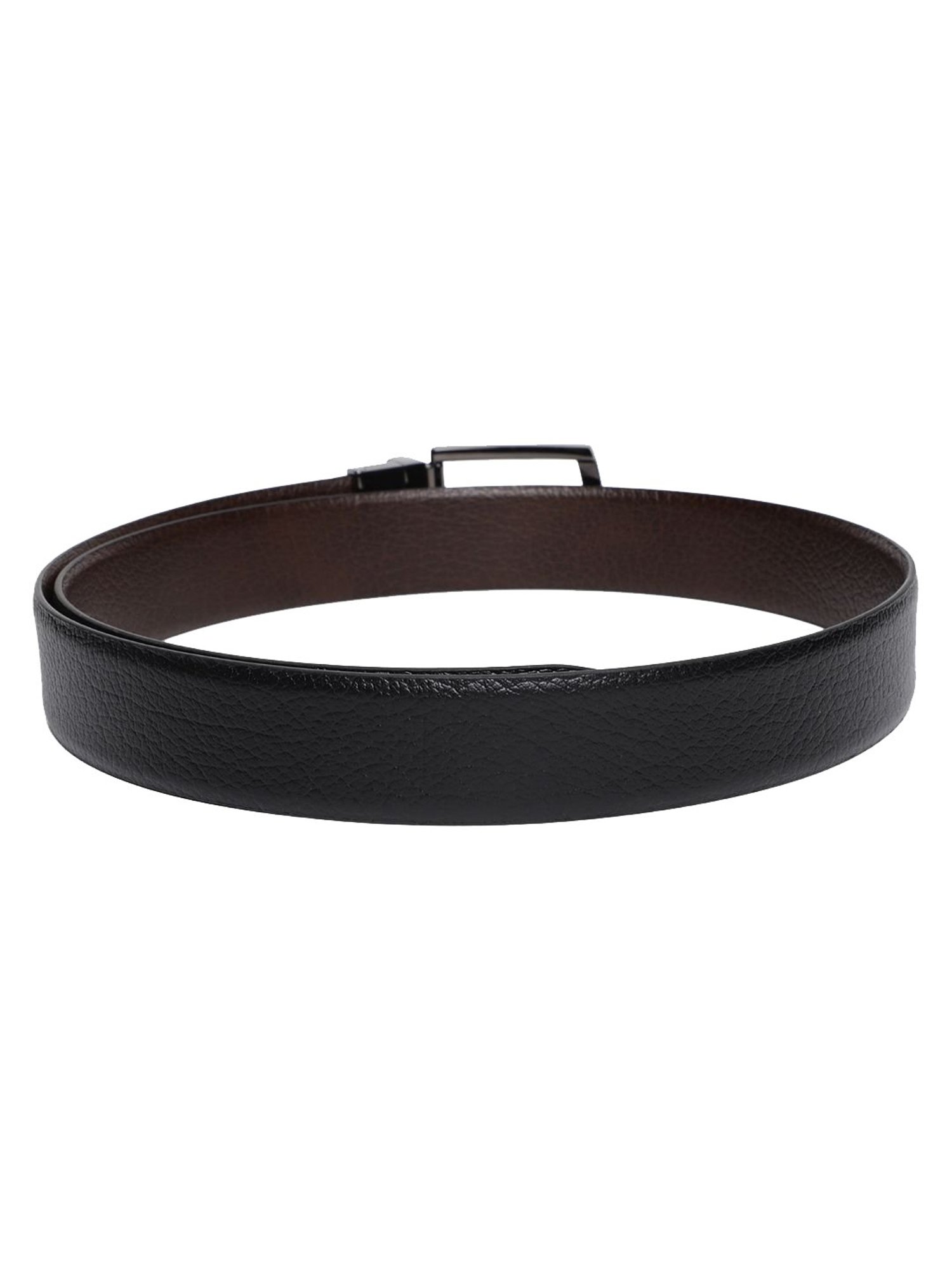 BELWABA Black Textured Formal Leather Belt for Men