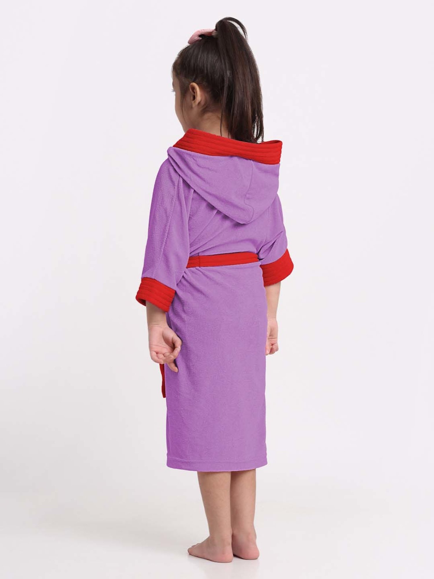 Creeva Melodious Black & Turkish Micro Terry 225 GSM Kids Hooded Bathrobe 4-5 Years With Pocket