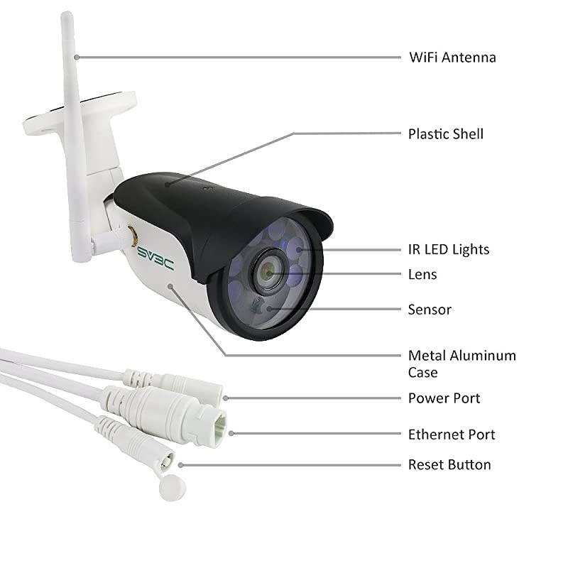 WiFi Wireless Security Camera Outdoor,  Full HD 1080P Home Security Surveillance IP Camera, IP66 Waterproof, Night Vision, Motion Detection, Support Max 64GB SD Card(Not Included)