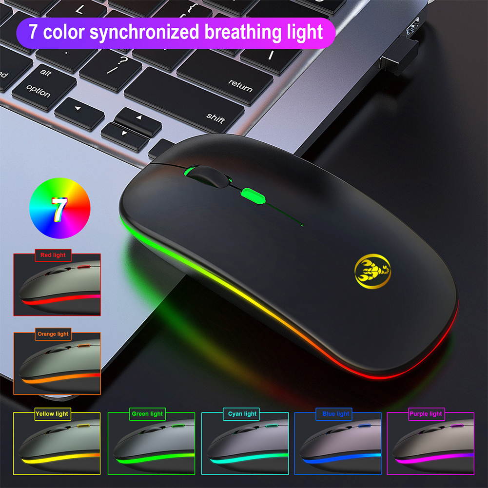 Wireless Mouse BT5.1 2.4G Dual Mode Mini Portable USB Rechargeable Colorful Glow