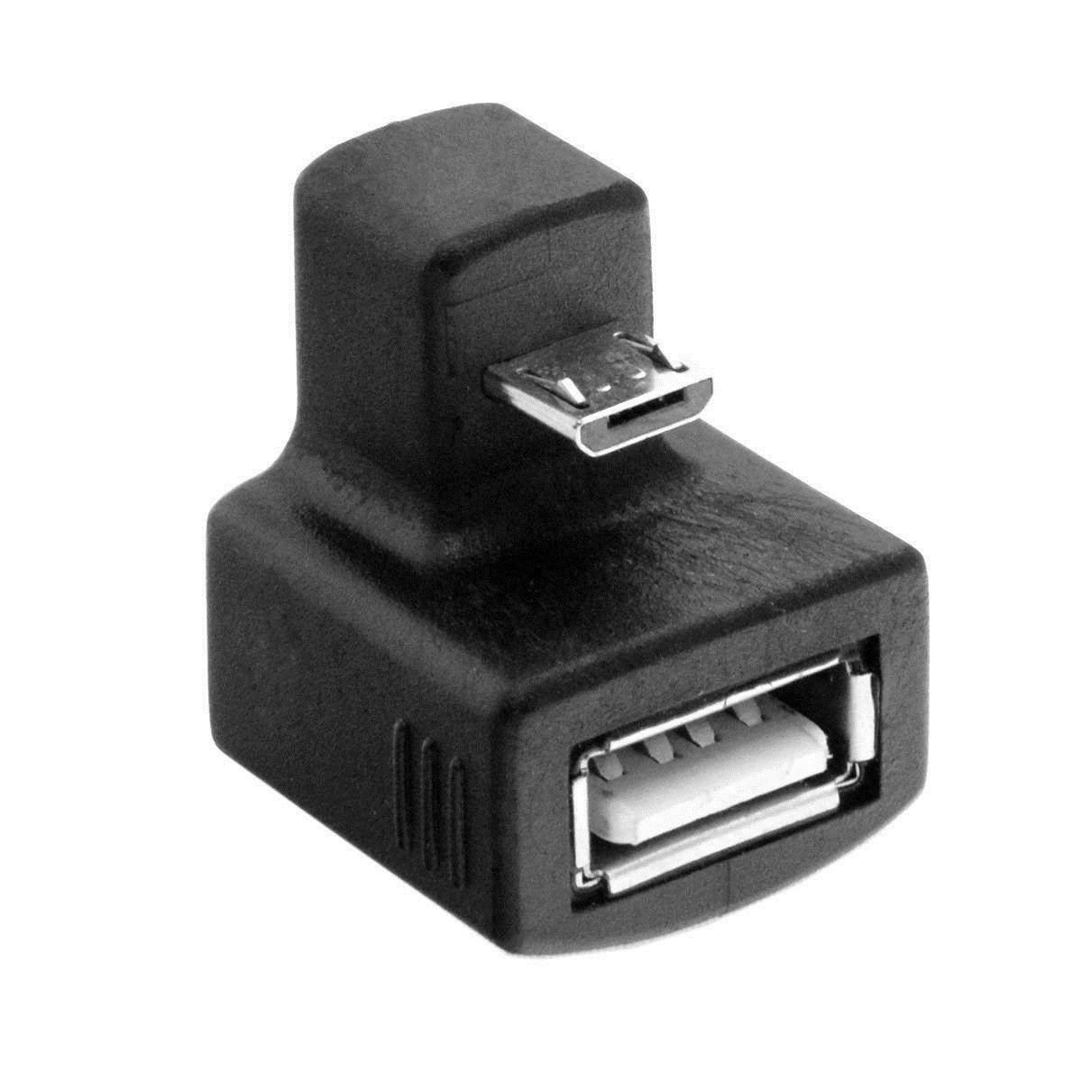 Micro USB OTG 180 Down Right Angled to USB 2.0 Female Extension Adapter