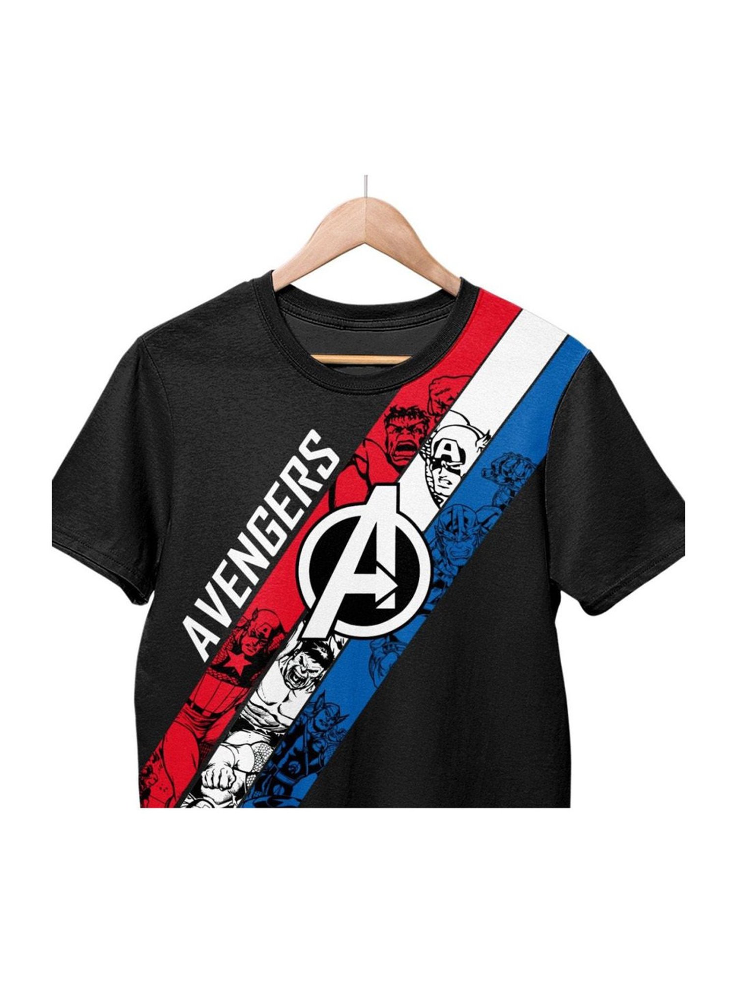Bonkids Kids Black Cotton Printed Avengers T-Shirt