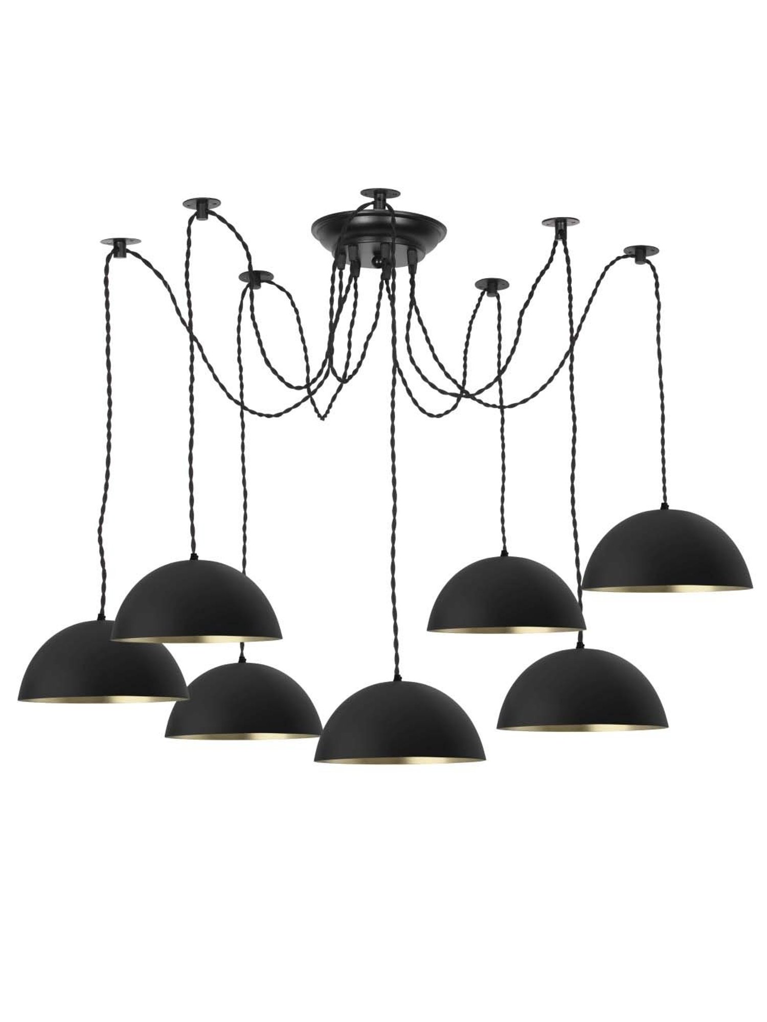 Homesake 7 Arms Spider Black Metal Adjustable DIY Semi-Globe Pendant Light  (Bulb not included)