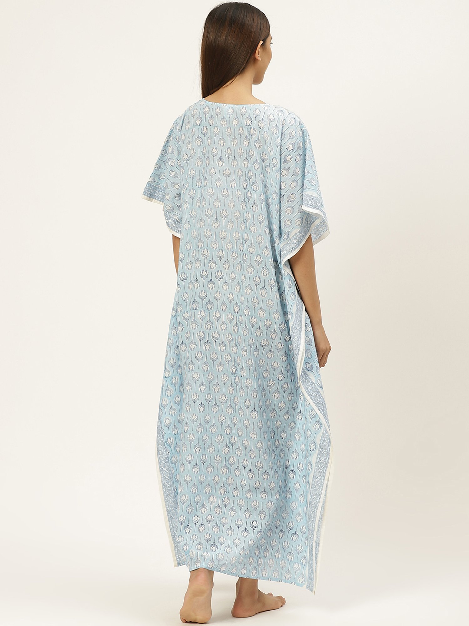 Prakrti Blue Cotton Printed Kaftan