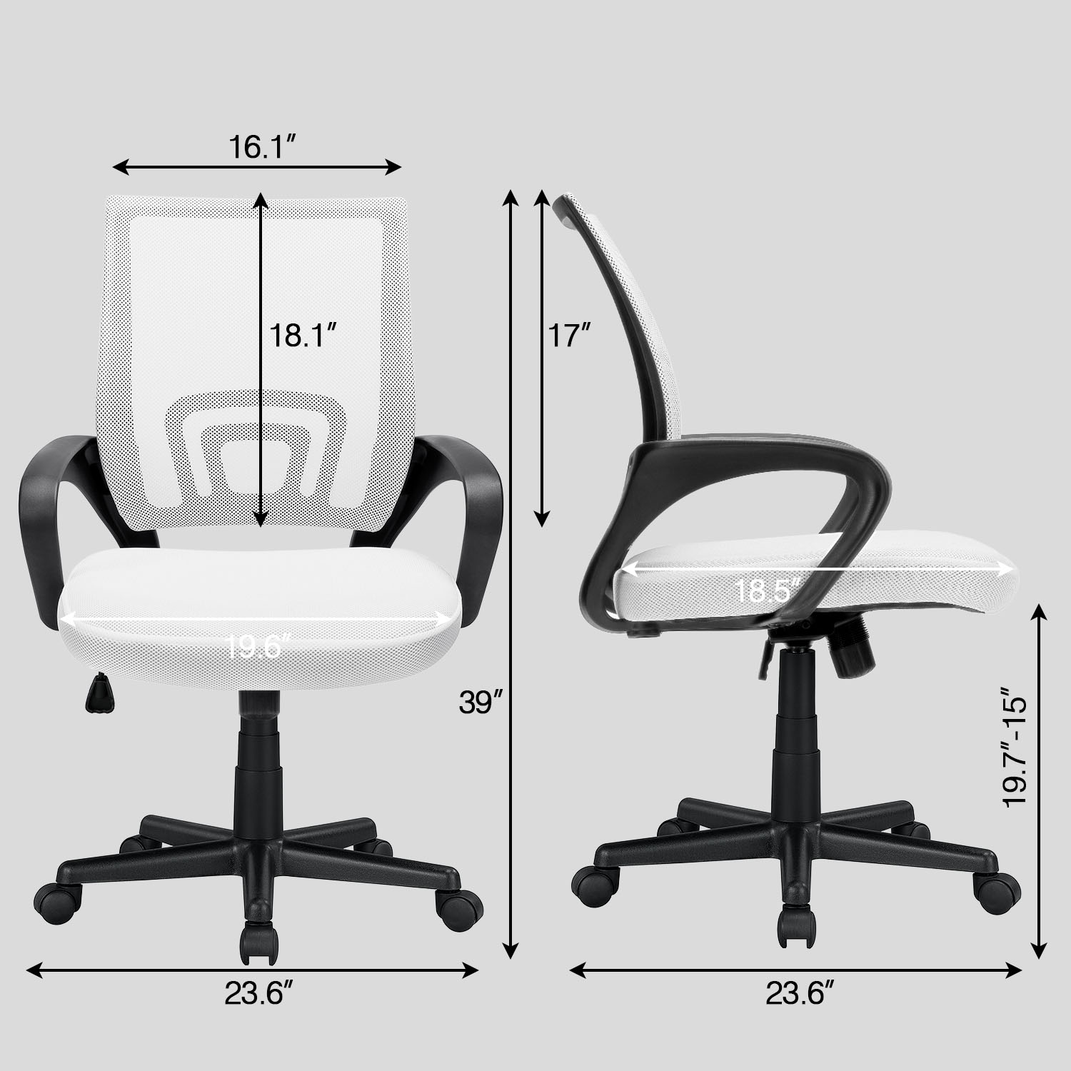 Vitesse Office Chair Mesh Desk Chair Ergonomic Computer Chair with Lumbar Support Modern Executive Adjustable Chair Rolling Swivel Chairs for Women Men,Grey
