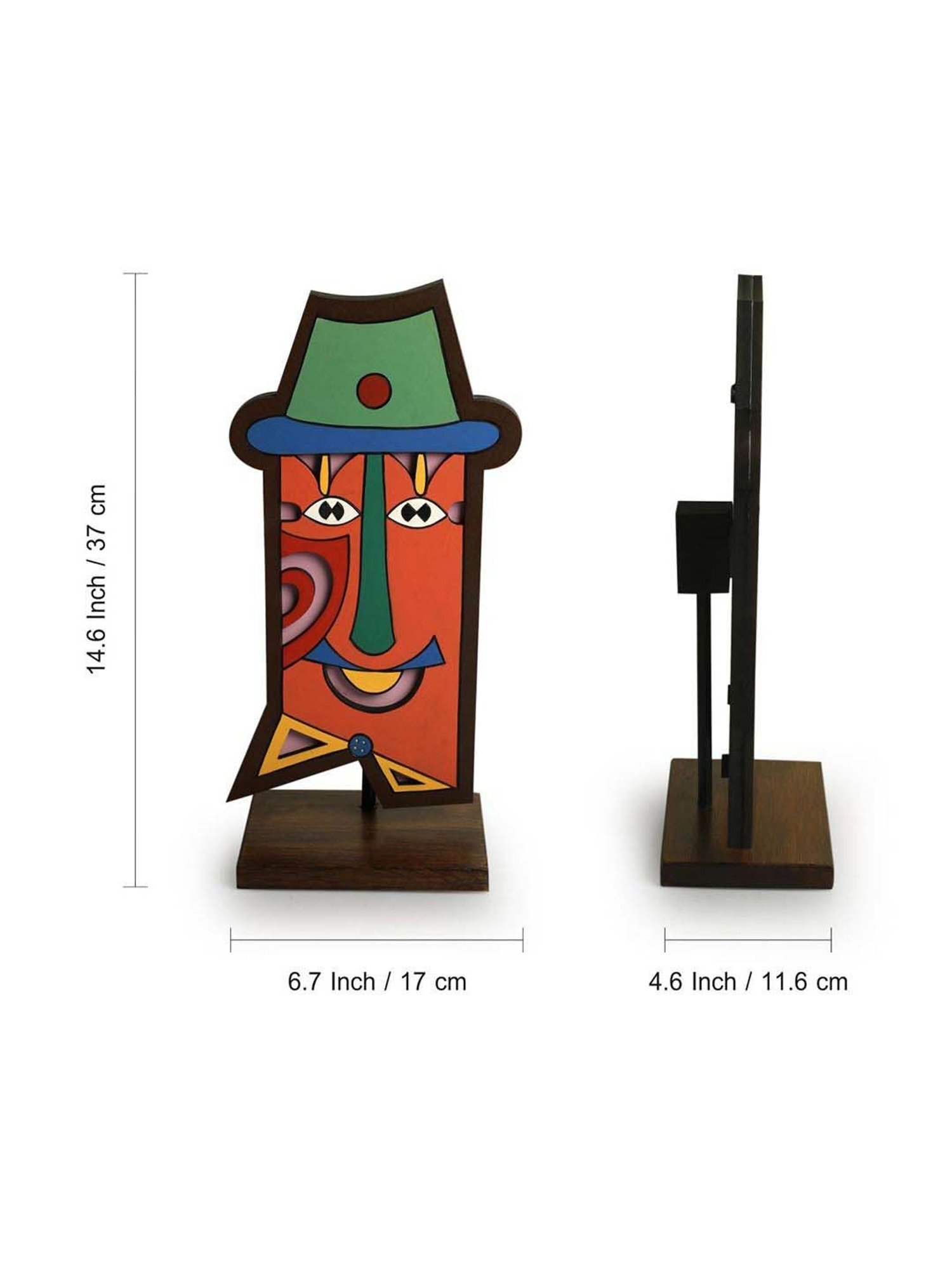 ExclusiveLane Multicolor Pinewood Tribal African Mask Decorative Sculpture