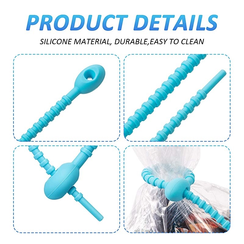 Pieces Colorful Silicone Ties Bag ClipCable Straps Bread Tie Reusable Rubber Twist Tie AllPurpose Silicone Ties Cable TiesSilicone CordHousehold Snake Ties Bag Sealing Clips
