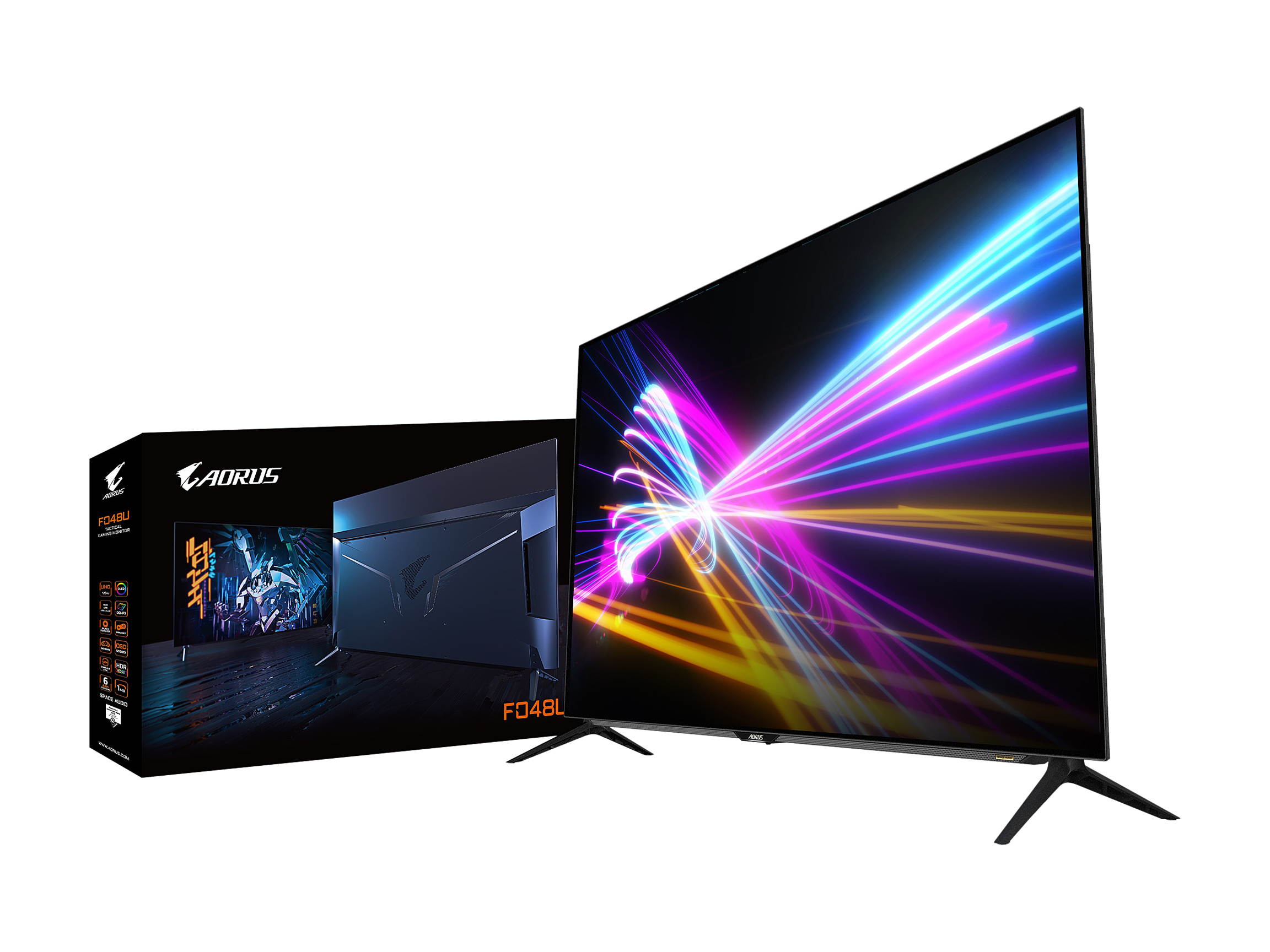 AORUS FO48U 48" 4K OLED 3840x2160 120Hz 1ms GTG, 1x DisplayPort 1.4, 2x HDMI 2.1, 2x USB 3.0, KVM w/ USB Type-C, Space Audio, AMD FreeSync Premium Gaming Monitor