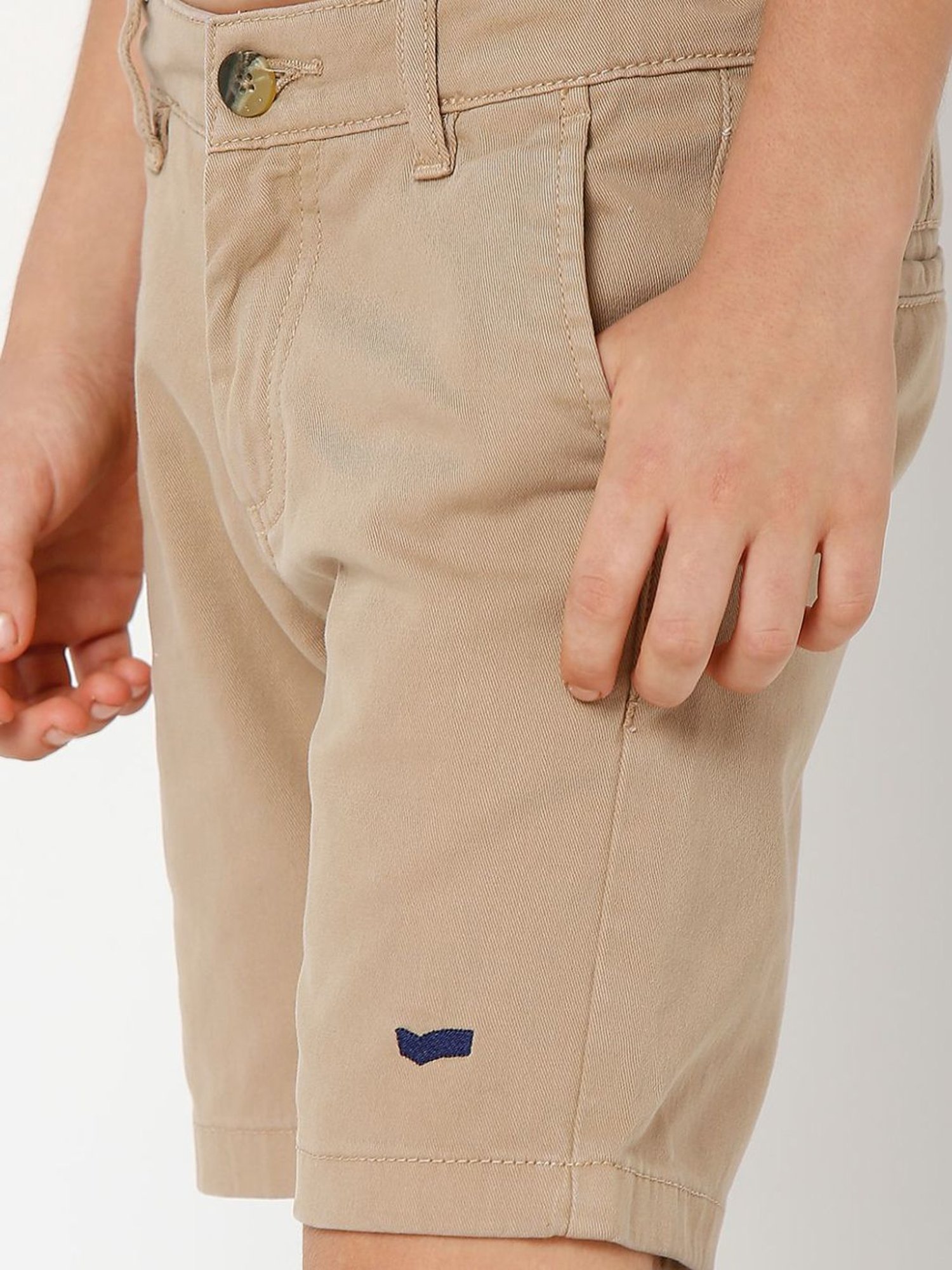 Gas Kids Beige Cotton Slim Fit Shorts