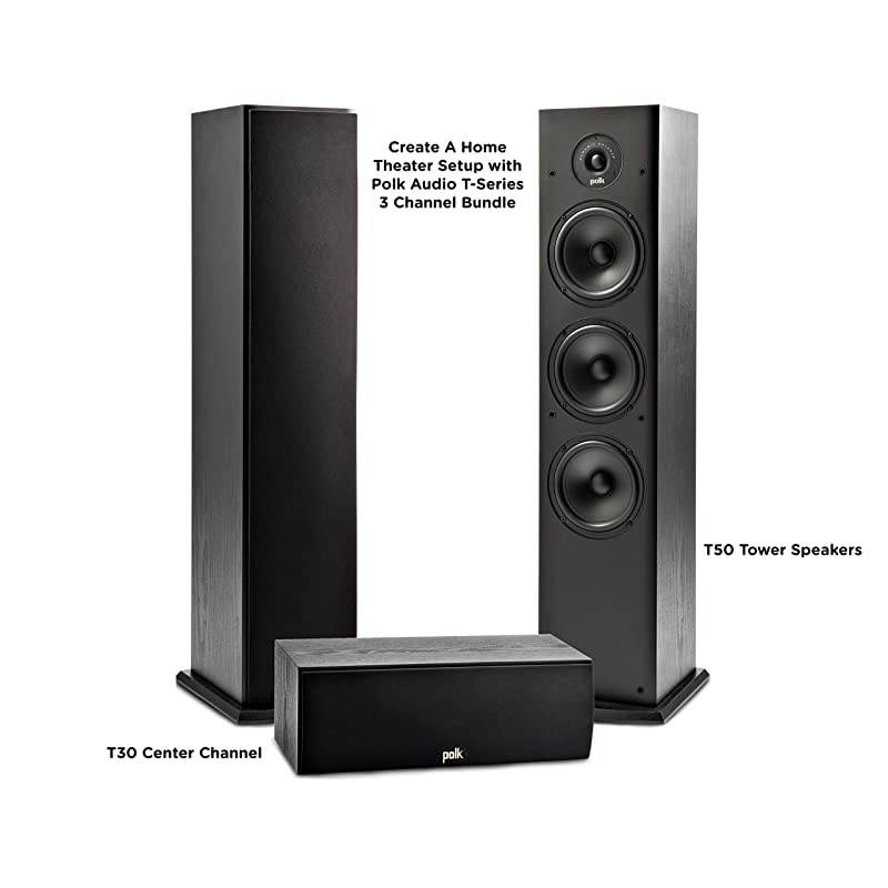T Series 3 Channel Home Theater Bundle | Includes One (1) T30 Center Channel & Two (2) T50 Tower Speakers | Dolby and DTS Surround