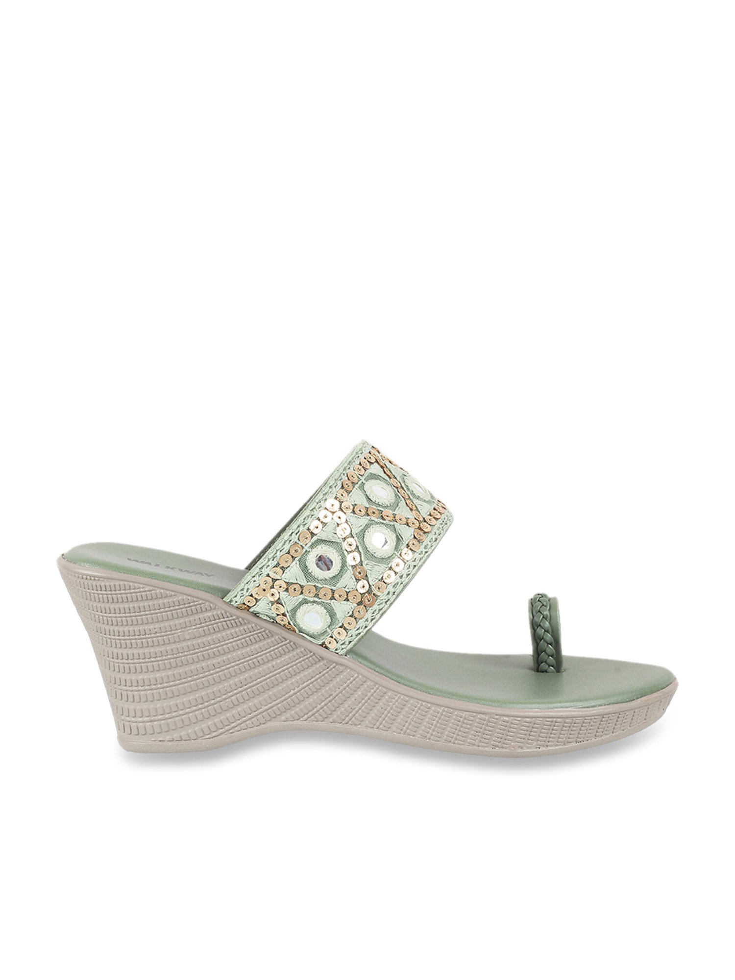 Walkway Women's Green Toe Ring Wedges