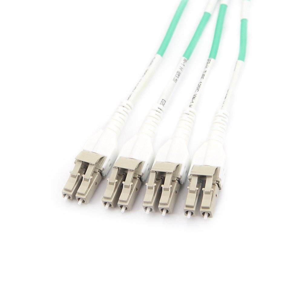MPO Fan-out Patch Cord, MPO to 8xLC Uniboot 40GbE Fiber Optic Cable, OM3, 3-meter, 10 Packs