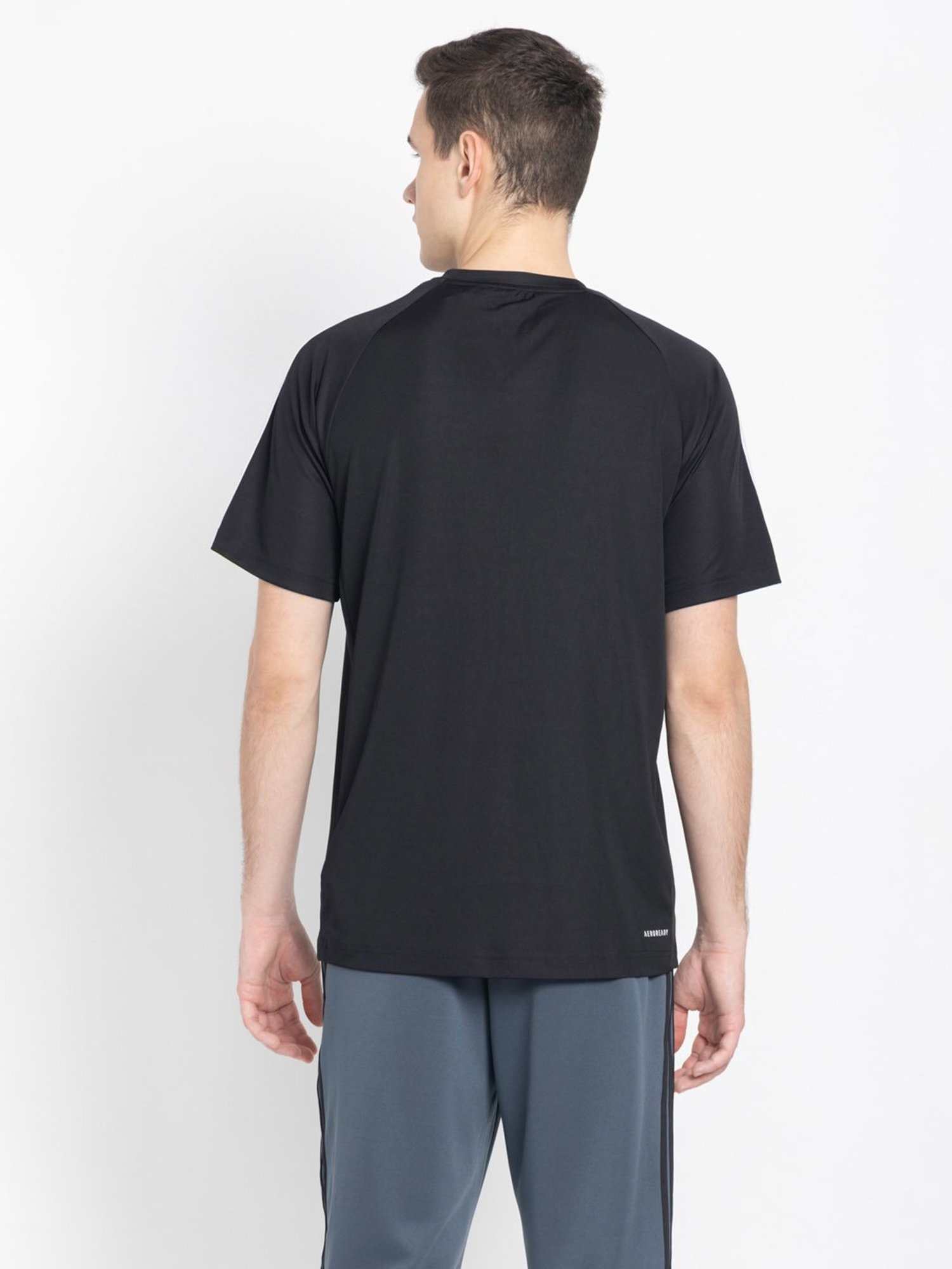 Adidas Black Regular Fit Logo Printed Sports T-Shirt