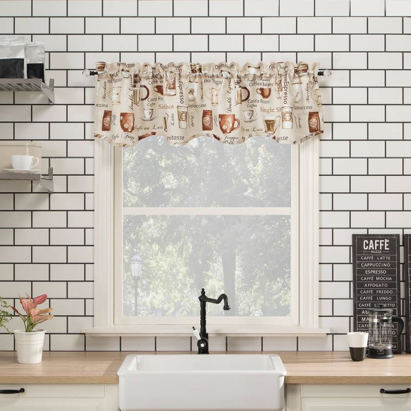 14"x54" Bristol Coffee Shop Semi-Sheer Rod Pocket Kitchen Curtain Valance Ivory - No. 918