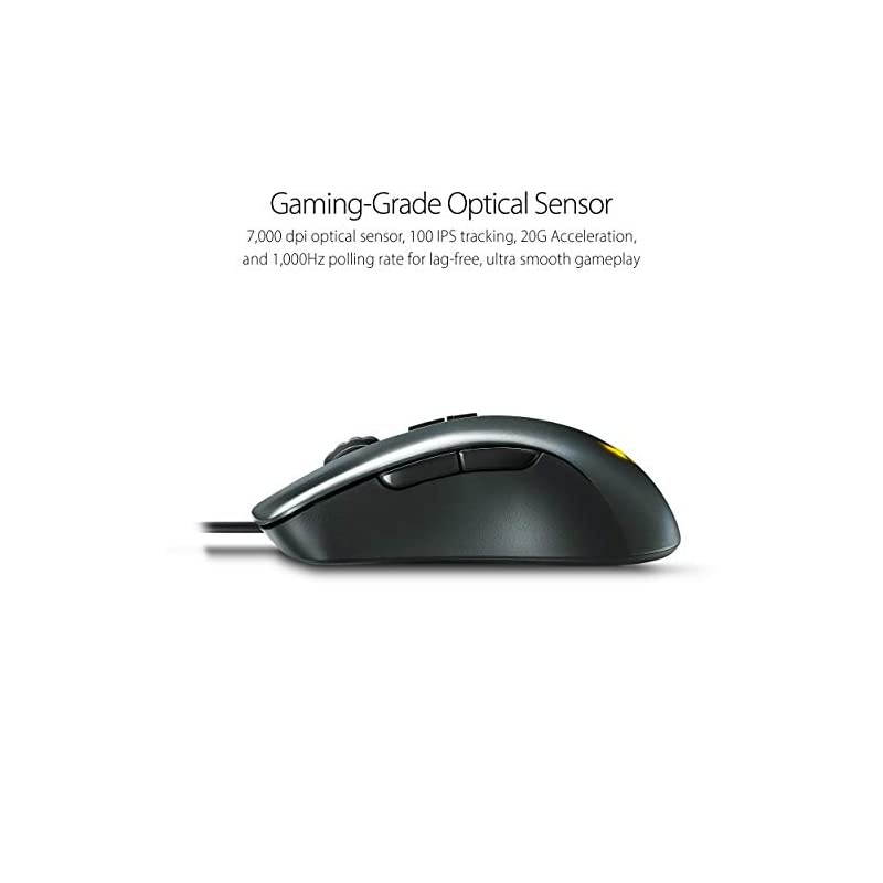 Optical RGB Gaming Mouse TUF M3 | Ergonomic Lightweight RightHanded Wired Gaming Mouse for PC | 7000 DPI GamingGrade Optical Sensor | Omron Switches | 7 Buttons | Aura Sync RGB Lighting
