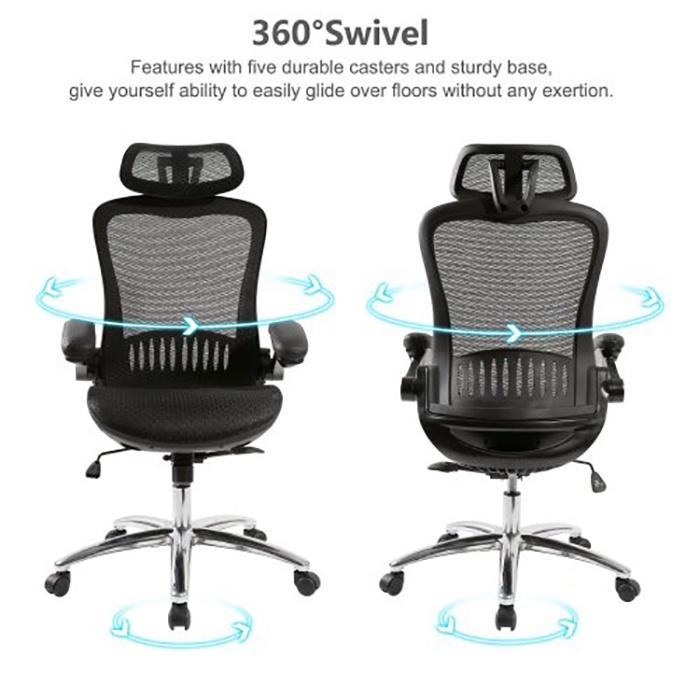 Office Chair &mdash;&mdash;Ergonomic Mesh Chair Computer Chair Home Executive Desk Chair Comfortable Reclining Swivel Chair High Back with Wheels and Adjustable Headrest for Teens/Adults(Black)