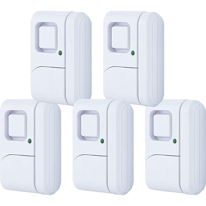 Personal Security Window/Door, 5-Pack, DIY Protection, Burglar Alert, Magnetic Sensor, 45987 Off/Chime/Alarm, Easy Installation, Ideal for Home, Gara, Apartment, Dorm, RV and Office, White, 5