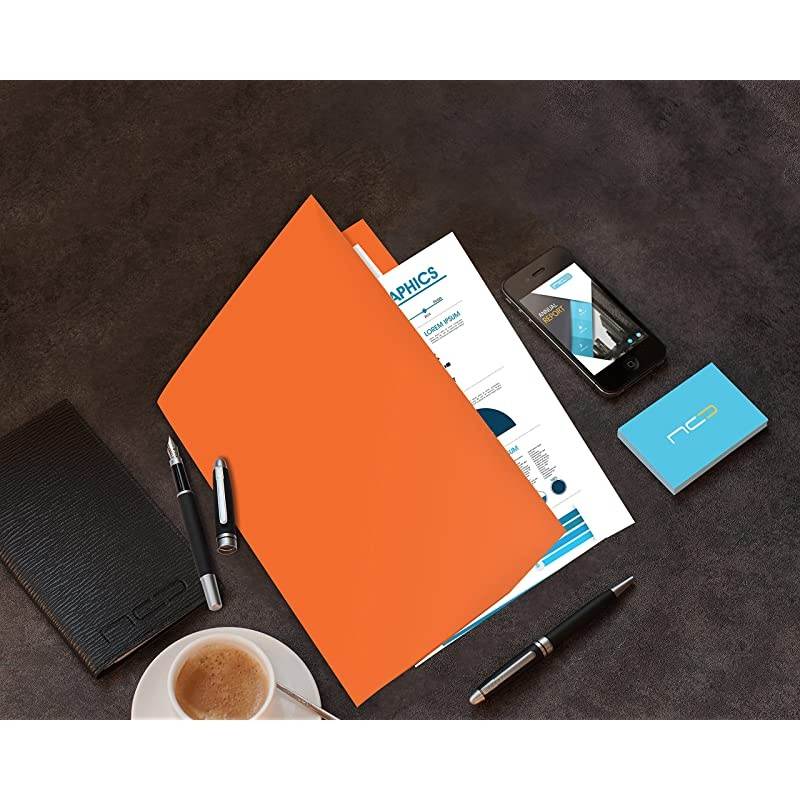 2 Pocket Presentation FolderPortfolio Heavy Duty Paper UV Glossy Laminated 6 Folders Per Pack in a Display Box Orange