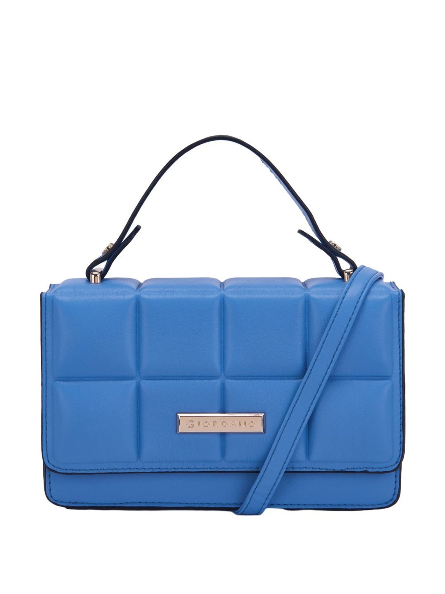 Giordano Blue Quilted Medium Satchel Handbag