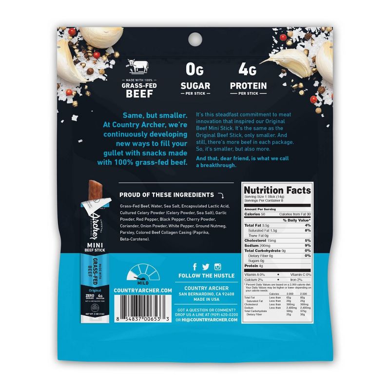 Country Archer Original Beef Mini Stick Bag - 4oz/8ct
