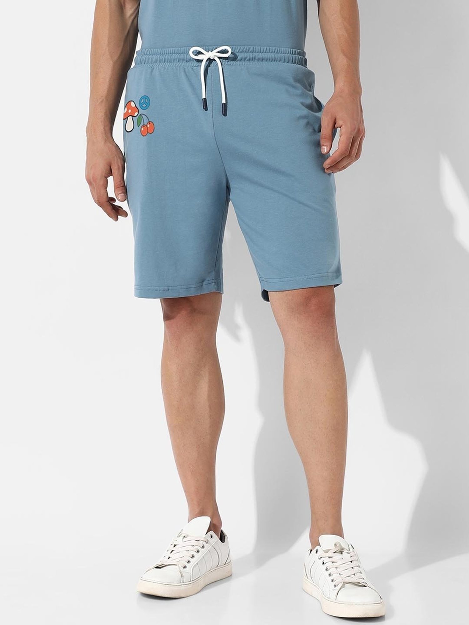 Campus Sutra Blue Regular Fit Oversized Mushroom Printed Co-Ord Set