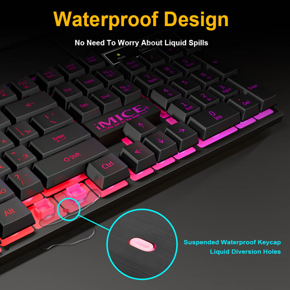 Gaming Keyboard and Mouse Imitation Mechanical Keyboard with backlight Gamer Keyboard 7 Buttons 2400dpi Silent Mouse for PC Laptop