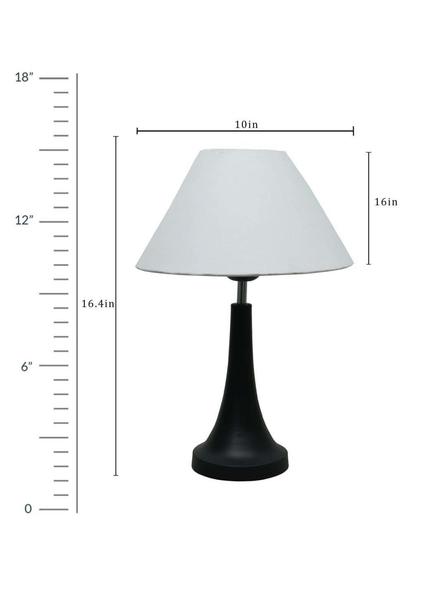 Homesake White & Black Metal Cone-Shaped Table Lamp With Fabric Shade