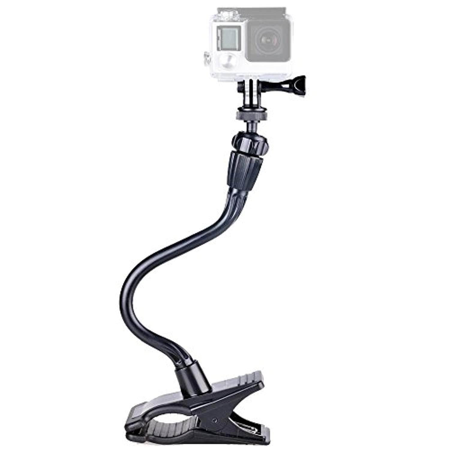 Smatree Ajustable Jaws Flex Clamp Mount 13.4" Gooseneck Extension for GoPro Hero Fusion/6/5/4/3+/3/2/1/Session / for Ricoh Theta S, M15/for Webcam C920/for Compact Cameras(1/4" thread)