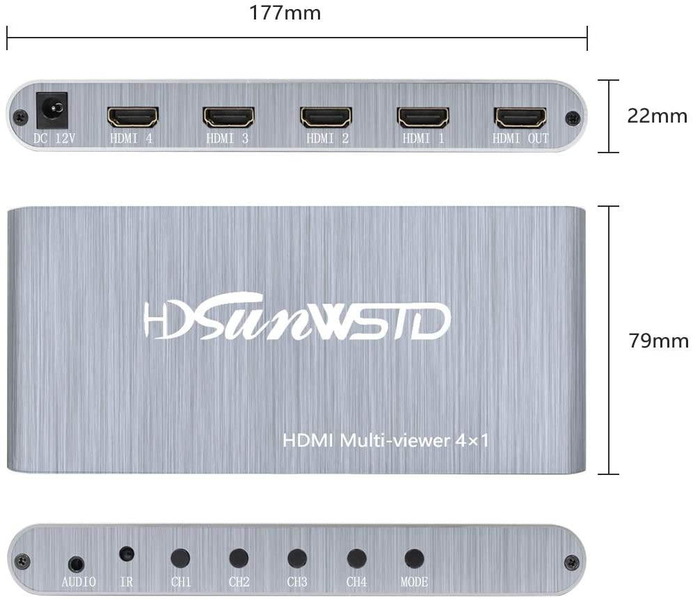 1080P HDMI 4x1 Quad Multi-viewer Segmentation Converter Screen Splitter Compliant with HDMI 1.3a
