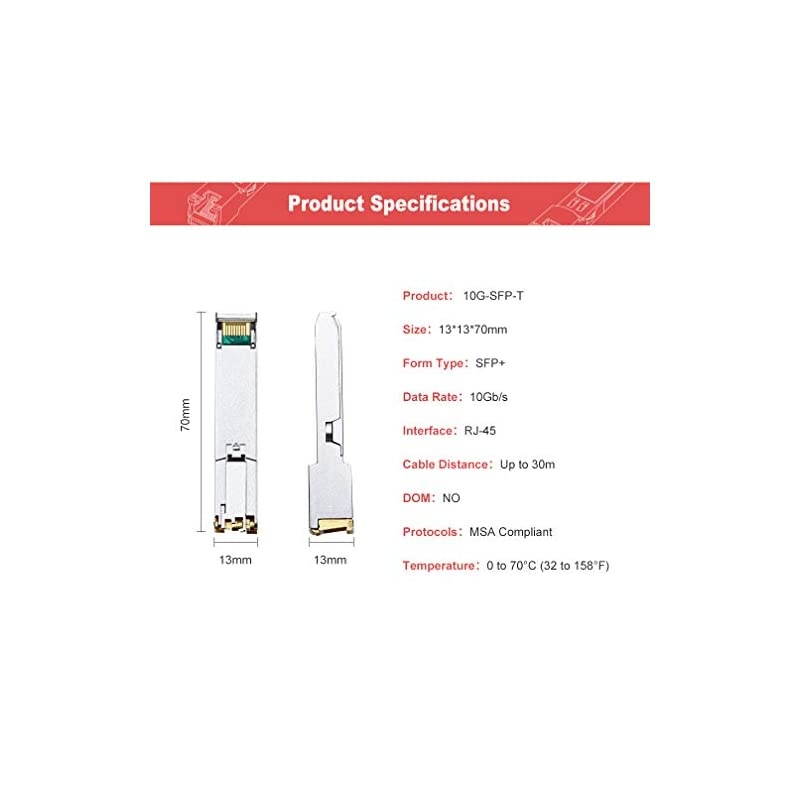 for Intel SFP+ 10GBase-T Module, 10 Gigabit SFP+ RJ45 Copper Transceiver, 30-Meter
