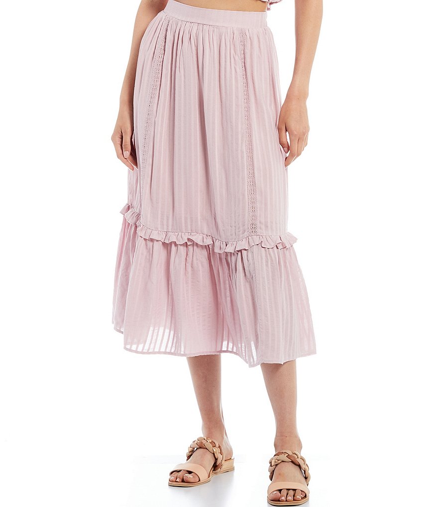 Shabby Chic Fauna Tiered High Rise Coordinating Midi Skirt