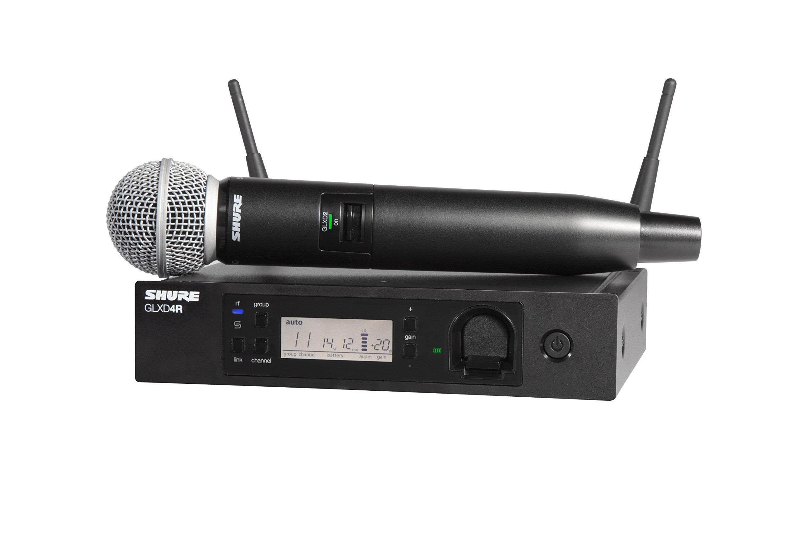 Shure GLXD24R/SM58-Z2 Rechargeable Wireless System with SM58 Vocal Microphone, Half Rack