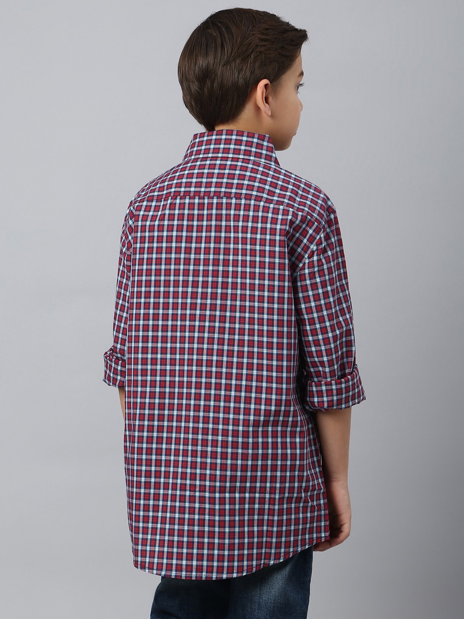 Beverly Hills Polo Club Kids Red & Blue Checks Full Sleeves Shirt