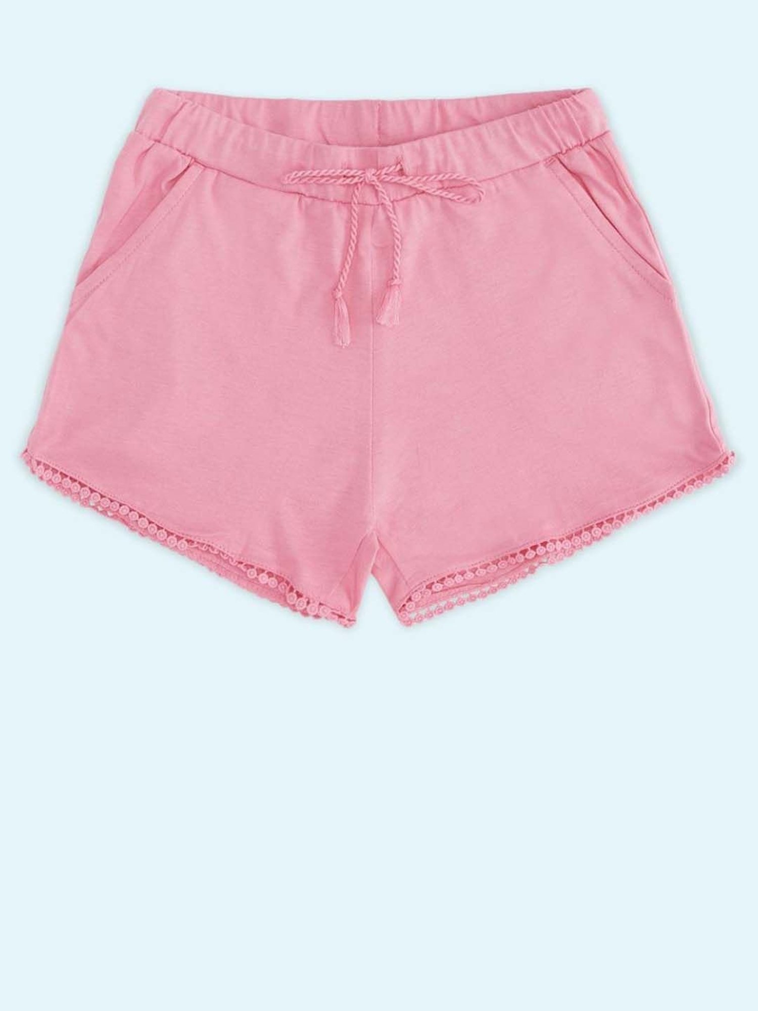 Pantaloons Junior Kids Pink Cotton Regular Fit Shorts