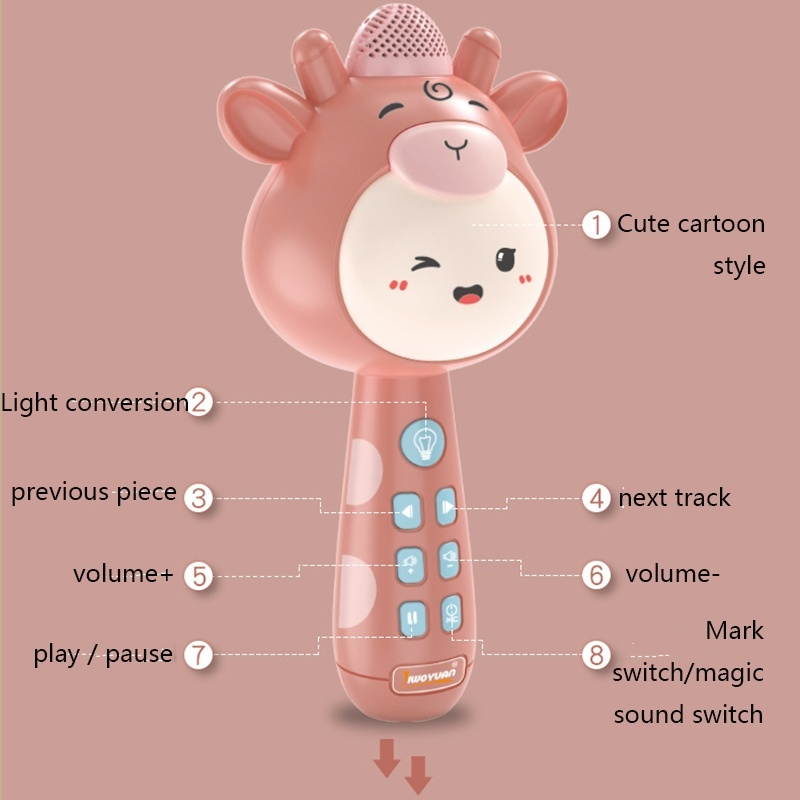Children Wireless Singing Microphone Early Education Toys, Colour: Pink
