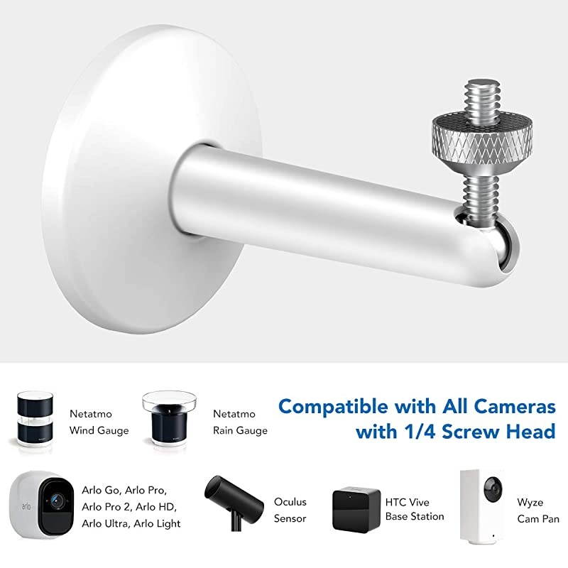 Arlo Camera Mount  Rustproof Water Proof Security Wall Mount for Wyze Cam Pan Oculus Sensor Arlo Pro Arlo Pro 2 HTC Vive Base Station Netatmo and Other 14 Cameras 1 Pack White