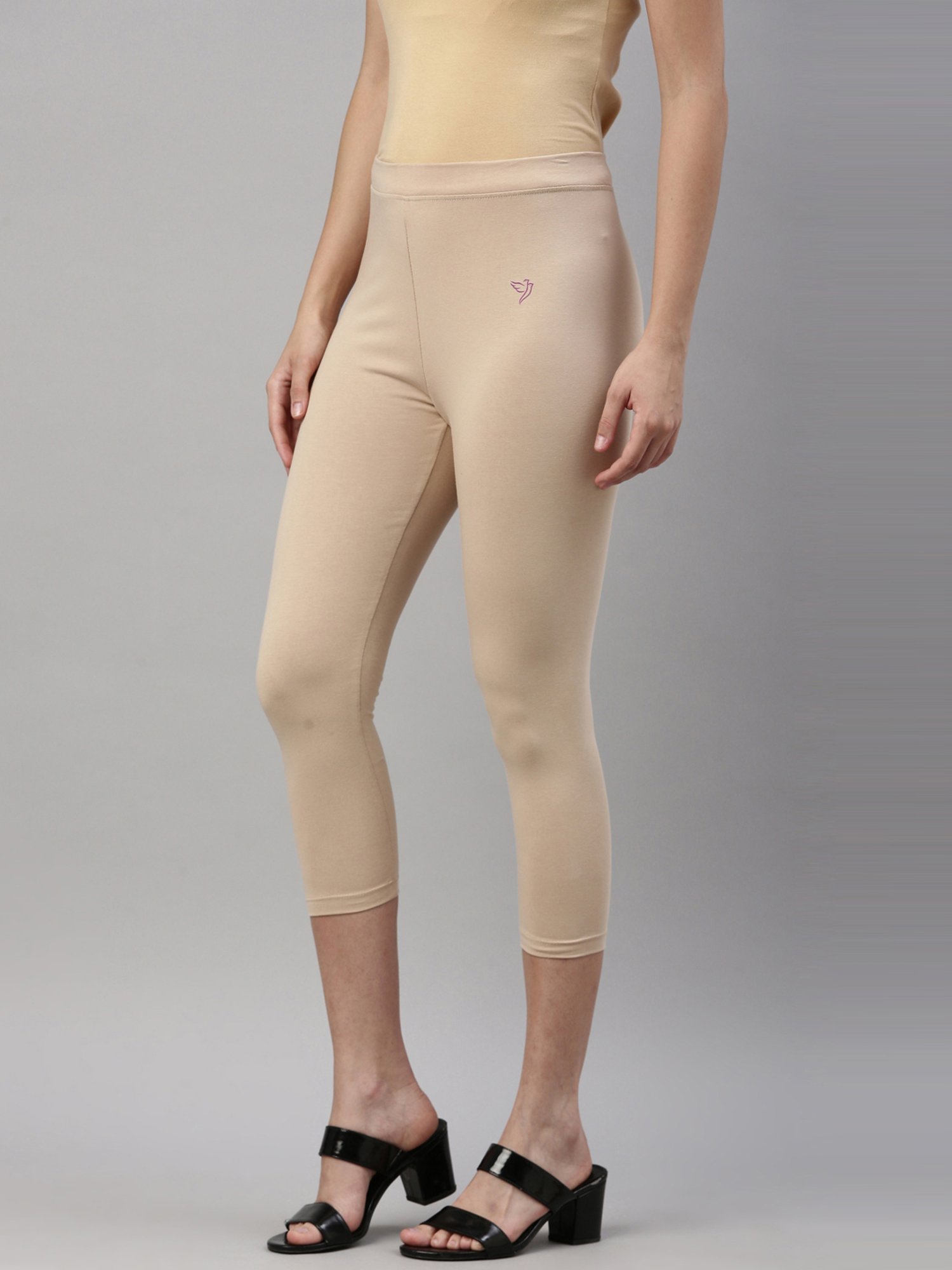 TWIN BIRDS Beige Cotton Capris