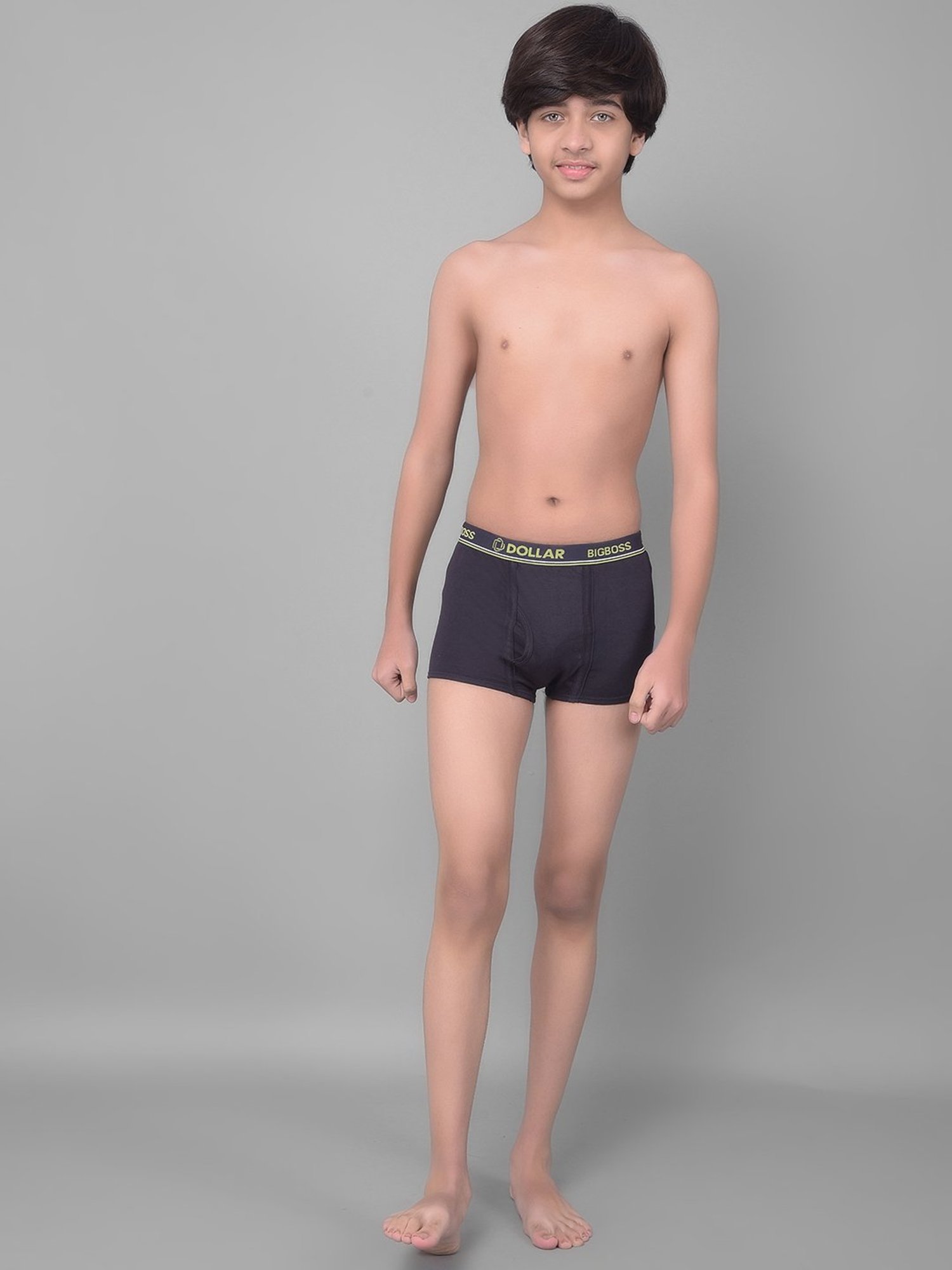 Frenchie Kids Pink & Grey Solid Briefs (Pack Of 2)